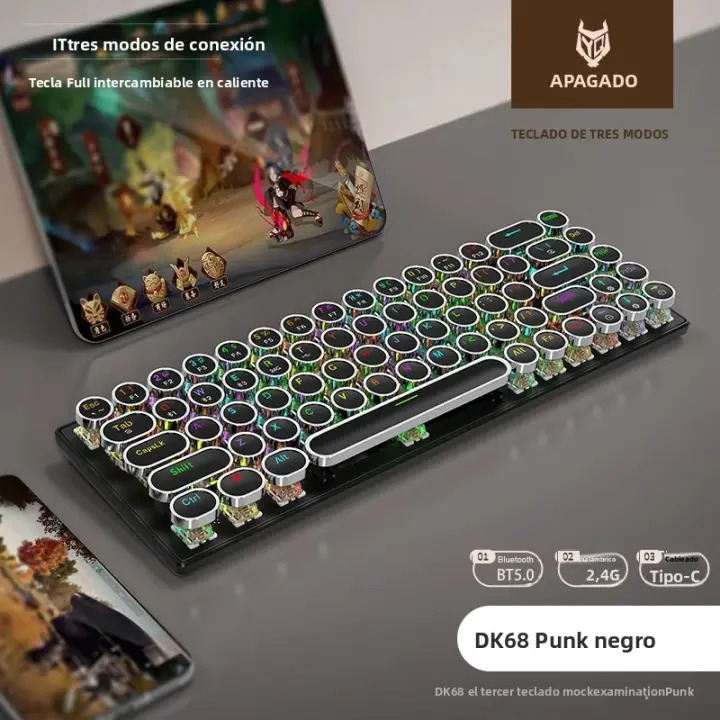 Teclado Mecánico DK68 Punk Con Iluminación RGB Dinámica 68 Teclas Bluetooth Triple Modos De Conexión APAYADO Full-key Hot-swap - 1