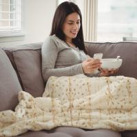 Acogedora manta de piel a cuadros para sofá de doble capa, manta de sala de estar de microfibra, manta de siesta de lana larga para sofá y colcha (#1) - details 2