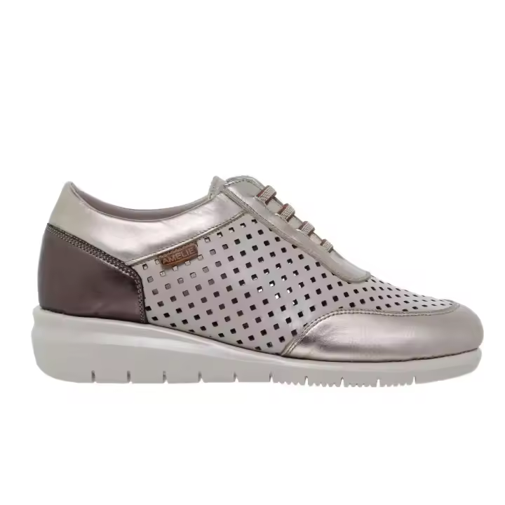 Amelie | Zapatillas piel metalizada | Mujer Piel Microfibra transpirable y termoreguladora Textil, extraible, efecto memoria y antibacteriano - 1