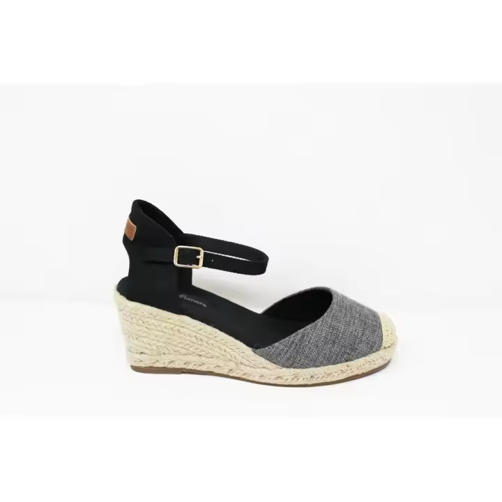 sandalias lonas mujer cuña comodas - 1