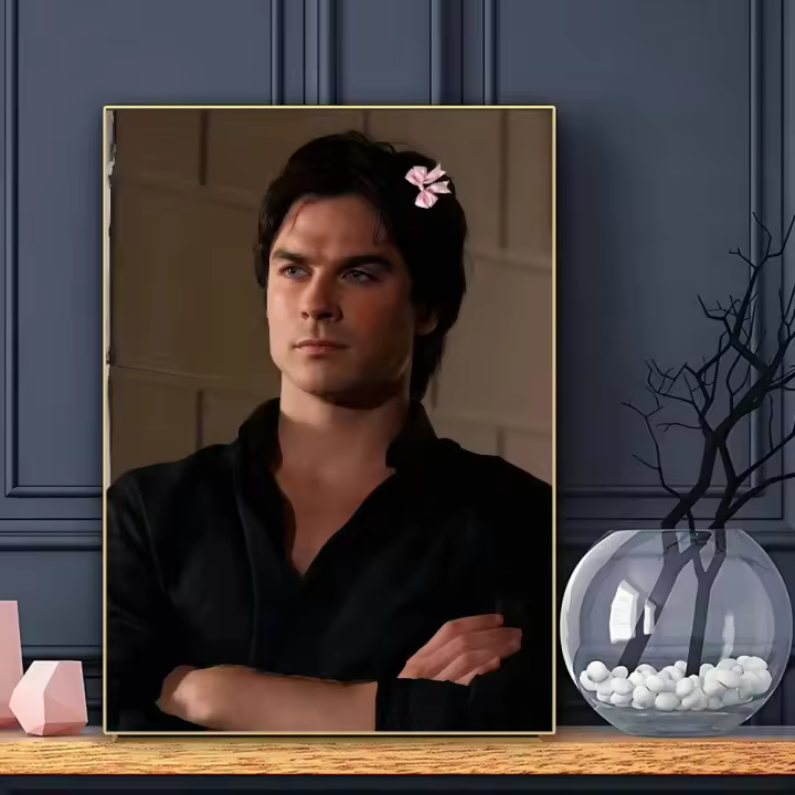 Póster Adhesivo Damon Salvatore the Vampire Diaries Arte De Pared Impermeable Para Decoración De Habitación Bar Moderno - 1