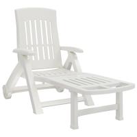 vidaXL Tumbona plegable con ruedas PP Blanco, Verde, Antracita Sillas de Exterior Ideal para jardín, playa, piscina, terraza Tumbona Piscina Tumbonas Playa Tumbonas Jardín Exterior - details 0