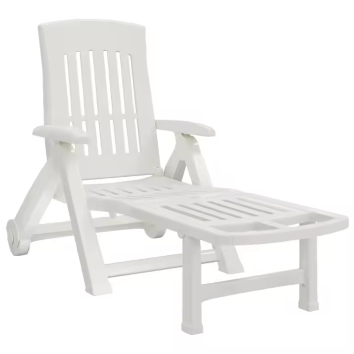 vidaXL Tumbona plegable con ruedas PP Blanco, Verde, Antracita Sillas de Exterior Ideal para jardín, playa, piscina, terraza Tumbona Piscina Tumbonas Playa Tumbonas Jardín Exterior - 1