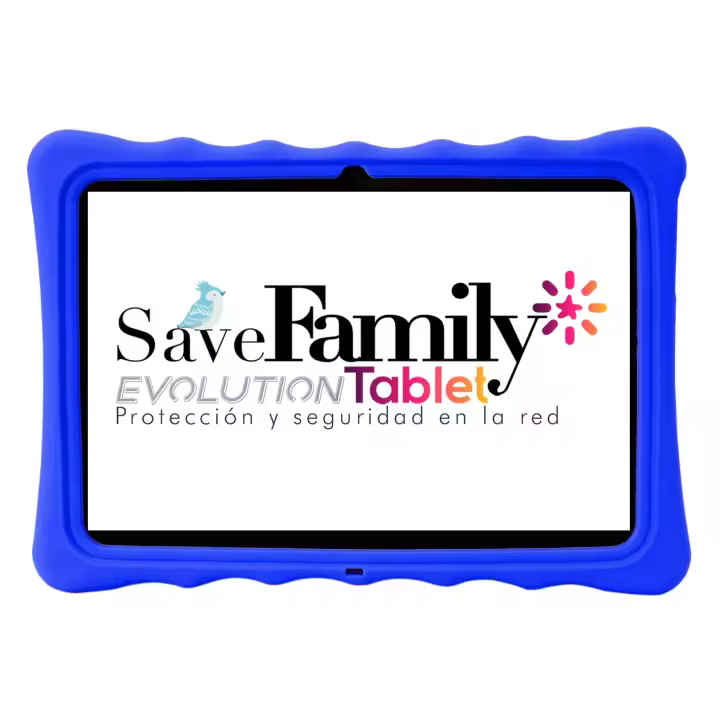 Save Family Tablet niños Evolution 10" AZUL OctaCore  4+64Gb Boton SOS WiFi Datos Doble Control Parental Control de Contenido Anti Bullying Juegos Modulo Savefamily Montessori Certificada por Google NO INCLUYE SIM - 1