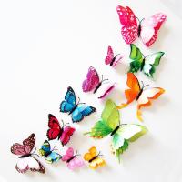 12Pcs Pinturas Murales Mariposa 3D Multicolor Doble Capa Alas Adhesivo Magnético PVC Decoración De Cocina Para Niños Y Fiesta - details 1
