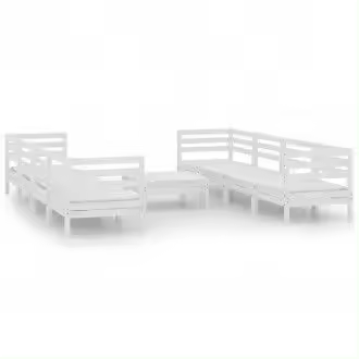 VIDAXL 3082518 juego de muebles de jardín color blanco con 9 piezas de madera maciza de pino - 1