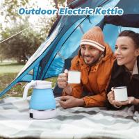 Foldable Electric Kettle,Mini Travel Kettle, Silicone Electric Water Boiler,Collapsible Kettle with Separable Power Cord—Blue - details 2