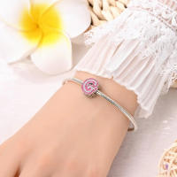 925 Plata Esterlina Romántica Rosa 26 Letras DIY Encantos Bolas Adecuadas Para Pulseras Pandora Joyería Fina Regalo De Cumpleaños - details 11
