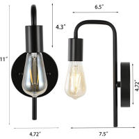 Lámpara De Pared Retro Dorada Y Negra Vintage Para Espejo O Cama Iluminación Moderna Interior Fijación En Superficie Decorativa - details 7