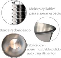 STARLEY-12 Flaneras Individuales de Acero Inoxidable,Molde para Flan Individuales,Molde para horno ideal para flanes, magdalenas, panacota, gelatina,Repostería,Salsas Ø7cm/Ø8cm/Ø9cm/Ø10cm - details 2