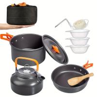 Cocina Portátil BOPORO Kit de Acampar con Ollas de Aluminio Livianas para Exteriores Set de Utensilios de Mesa y Elementos Esenciales de Cocina - details 1