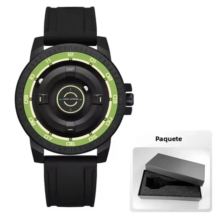Reloj De Cuarzo Daniel Gorman DG0221 Impermeable Con Correa De Silicona Negra Y Caso De Cobre Con Indicadores De Perlas De Acero Magnéticamente Empujados Reloj De Moda - 1
