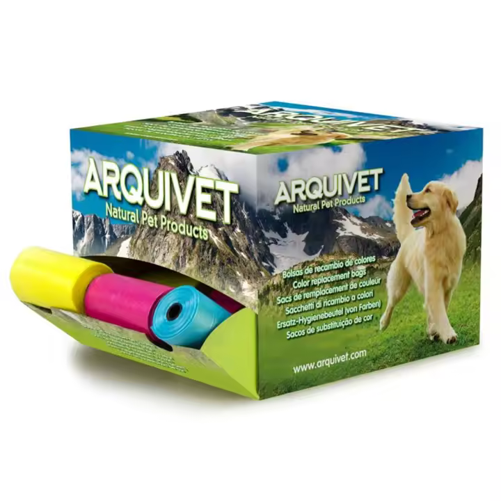 Expositor 1000 Bolsas de Caca para Perros - 50 Rollos x 20 Bolsas - Bolsas Higiénicas para excrementos de Perro Multicolor - Bolsas de heces para Perros - Accesorios para Mascotas - Arquivet - 1