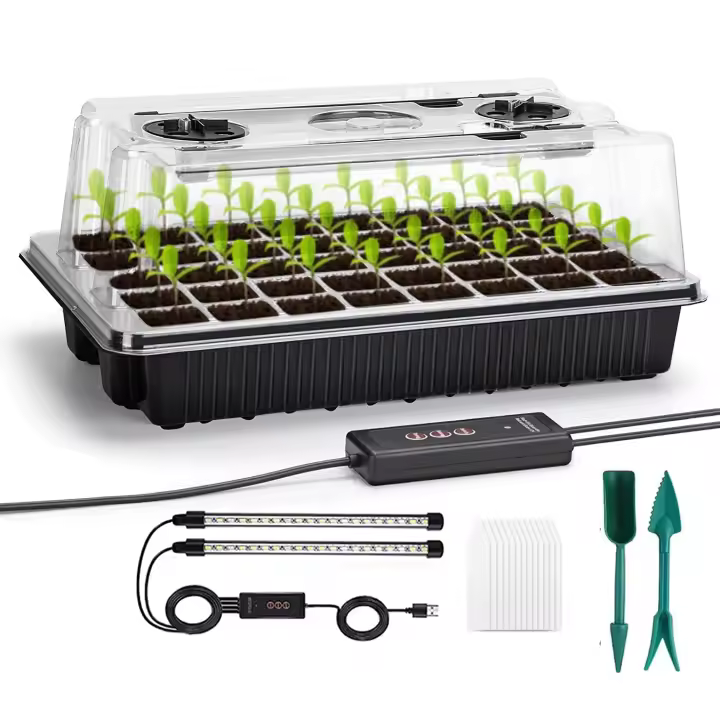 Kit De Iniciación De Semillas Con 2 Luces De Crecimiento Larga Tira Y Copo De Nieve Set De 40 Celdas Para Jardín Doméstico - 1
