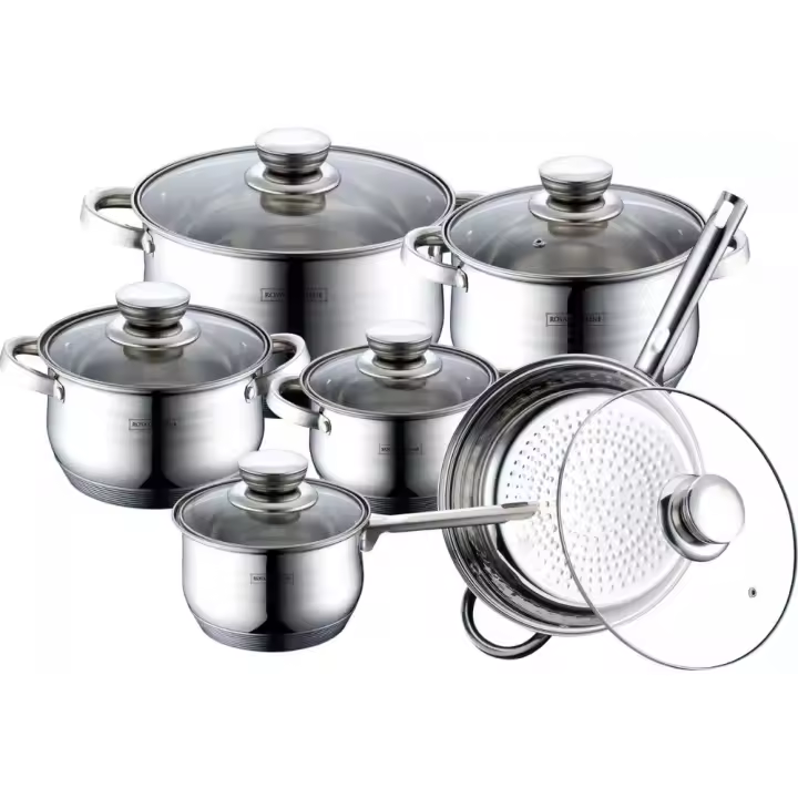 Batería de cocina de acero inoxidable válida para inducción 12 piezas TRÉBOL ADVANCE - 1