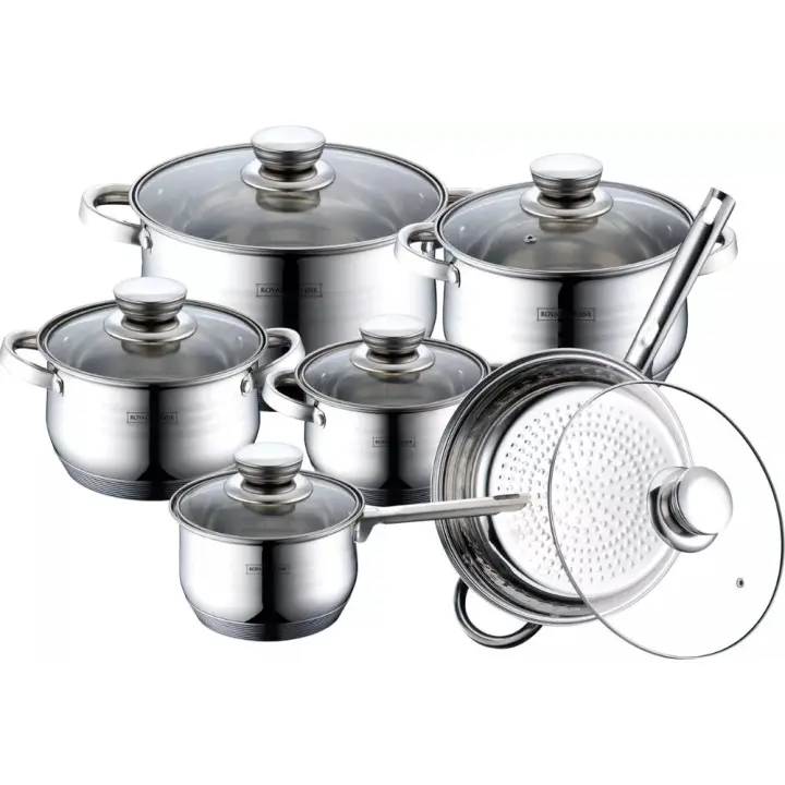 Batería de cocina de acero inoxidable válida para inducción 12 piezas TRÉBOL ADVANCE - 1