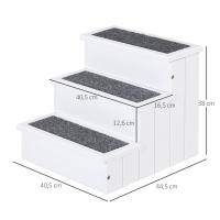 PawHut Escalera para Mascotas 3 Peldaños con Espacio de Almacenaje y Alfombra Antideslizantes Portátil Madera para Vehículo Carga 30 kg 40,5x44,5x38 cm - details 2