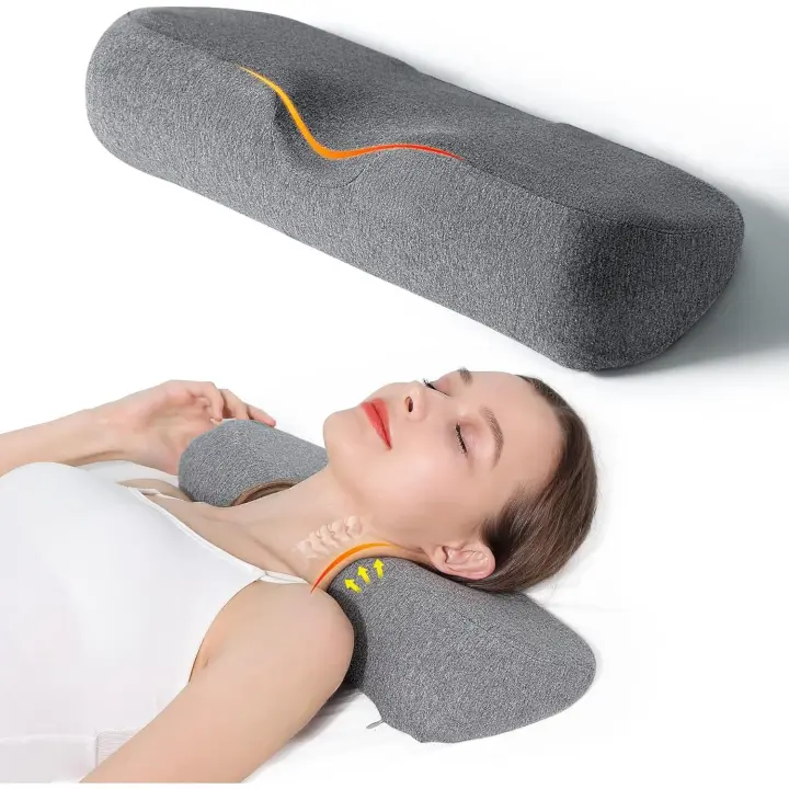 Almohadas cervicales para el cuello para aliviar el dolor al dormir, almohada de espuma viscoelástico para Alivio del dolor, almohada de Apoyo Cervas para almohada de Cama (dark gris) - 1