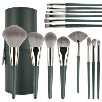 Conjunto de 14 brochas de maquillaje de lujo - Brochas profesionales de felpa verde para detalles completos de rostro y ojos - Ideal para base, contorno y difuminado - details 0