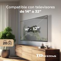 Soporte de TV pared articulado doble e inclinable de perfil bajo para pantallas de 14 a 50 pulgadas. VESA máximo de 200 x 200 mm - TD Systems P20X25A222 - details 1