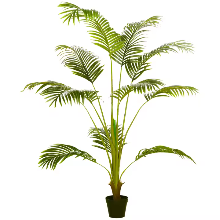 HOMCOM Palmera Areca Artificial 170 cm Árbol Artificial con 11 Hojas Realistas y Maceta de Plástico Decoración para Interior y Exterior Salón Oficina Balcón Ø15x170 cm Verde - 1