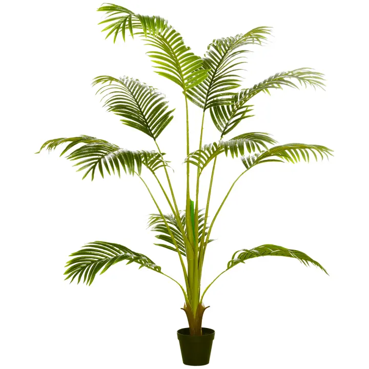 HOMCOM Palmera Areca Artificial 170 cm Árbol Artificial con 11 Hojas Realistas y Maceta de Plástico Decoración para Interior y Exterior Salón Oficina Balcón Ø15x170 cm Verde - 1