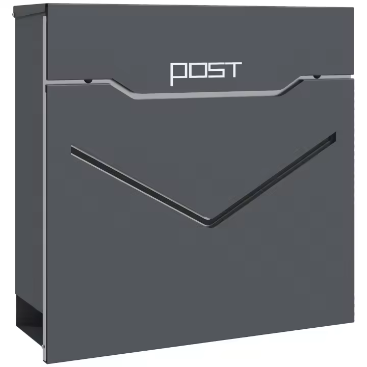 HOMCOM Buzón con compartimento para periódicos, buzón de pared con ventana, 2 llaves, buzón de acero galvanizado, para exterior, 37 x 10,5 x 37 cm, antracita - 1