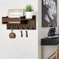 Porta-llaves Decorativo Y Organizador De Correo En Madera Rustica Con 6 Ganchos Para Llaves Soporte De Pared Para Sala De Estar Entrada - details 2