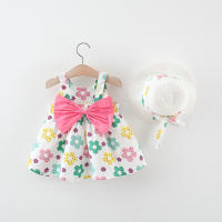 Ropa De Bebé Para Verano Vestido De Playa De Algodón Con Suspensión Para Niña + Sombrero De Sol Vestido De Princesa 2 Piezas - details 4