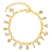 Encanto Pulsera navideña para mujer, regalo de fiesta, moda, temperamento, cobre, circonita, 14 quilates, colgante de letra - details 0