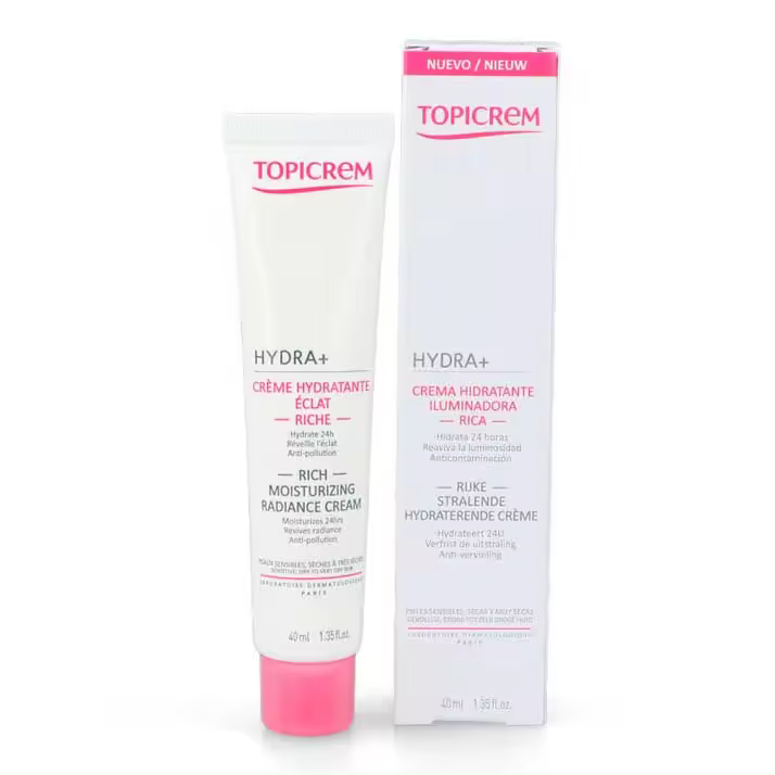 Topicrem Hydra+ Crema Hidratante Iluminadora Rica 40m. - 1