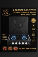 royal swiss - Cocina de gas de 4 quemadores con tapa  Parrillas esmaltadas, seguridad de corte de gas - details 0