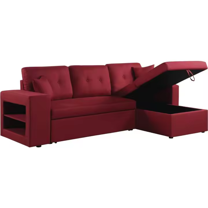 Sofá esquinero convertible/reversible "Axel" - Rojo - 1