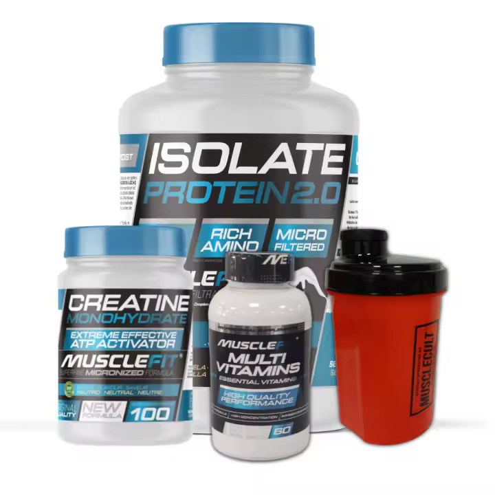 Pack ISOLATE 2kg + Creatina 300g + Multivitaminas 60 cáps + Shaker - MuscleFit│MUSCLECULT│Avance Muscular - 1