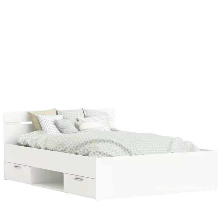Cama de Matrimonio con Cajones Inferiores Michigan Color Blanco disponible en 135cm o 140cm - 1