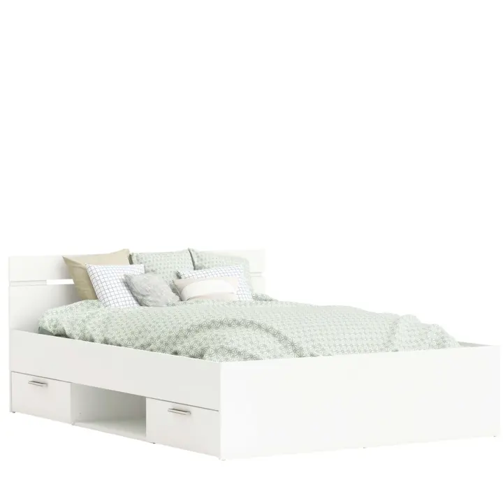 Cama de Matrimonio con Cajones Inferiores Michigan Color Blanco disponible en 135cm o 140cm - 1