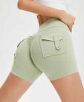 SSITO Pantalones cortos ajustados para Mujer Bolso High Belt elevando glúteos pantalones cortos de Yoga de secado rápido,ropa Deportiva para mujer de gym, absorber el sudor, With bolsillos traseros, para Yoga y Gimnasio - details 1