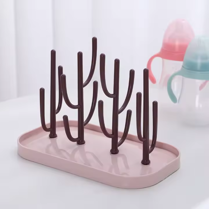 Nueva Estructura De Secado Para Botellas De Bebé En Colores Azul Y Rosa Rack De Almacenamiento Para Limpieza Y Secado De Botellas Infantiles - 1