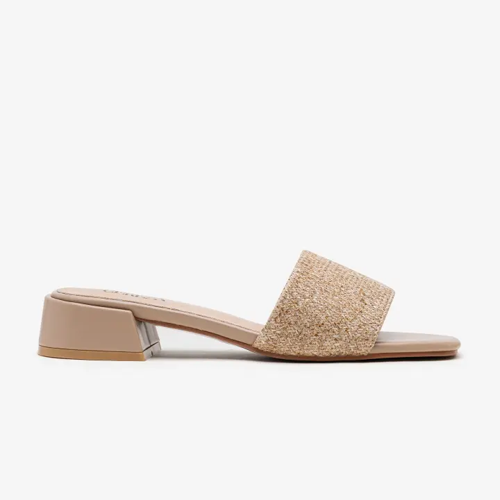 Sandalias de Bloque Bajo en Raffia, Sandalias de Tacón Bajo, Sandalia tipo mule de rafia con tacón bajo, Conjunto Minimalista para Mujer Primavera Verano - 1