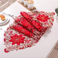 Mantel Navideño Bordado Para Fiestas Y Pícnic 2/1PCS Decoración De Mesa De Algodón Y Poliéster Con Diseño De Navidad - details 0