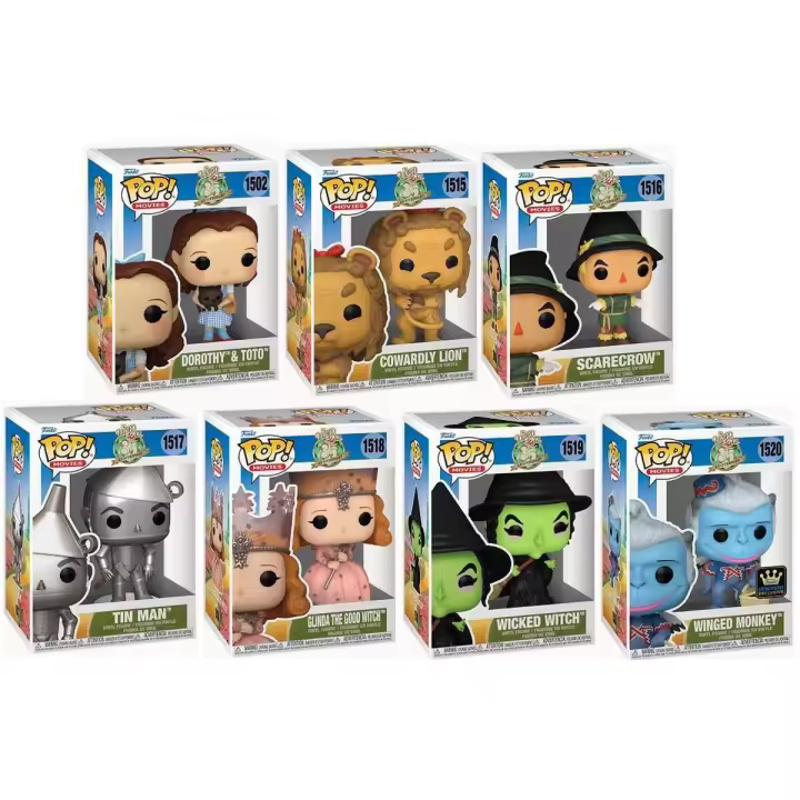 Funko Pack  7 Mago Wizard  Oz Dorothy Toto Scarecrow  Good Cowardly Lion Tin Man Good Wicked Glinda Elphaba Witch  winged monkey 1515 1516 1517 1518  1519 1502 1520 - 1