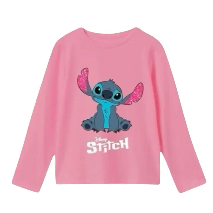 Camiseta manga larga rosa licencias Stitch niña algodón 100% Difuzed ropa para niñas - 1
