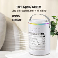 Aire acondicionado portátil, mini enfriador de aire 3 en 1, ventilador silencioso, 3 velocidades, 2 modos de pulverización, 600 ml, con asa, ideal para dormitorio y oficina, anillo de luz ambiental. - details 10