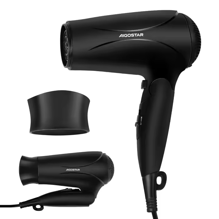 AIGOSTAR Secador de Pelo,2 Velocidades y 3 Ajustes de Temperatura,con Mango Plegable,Iónico (2400W) - 1