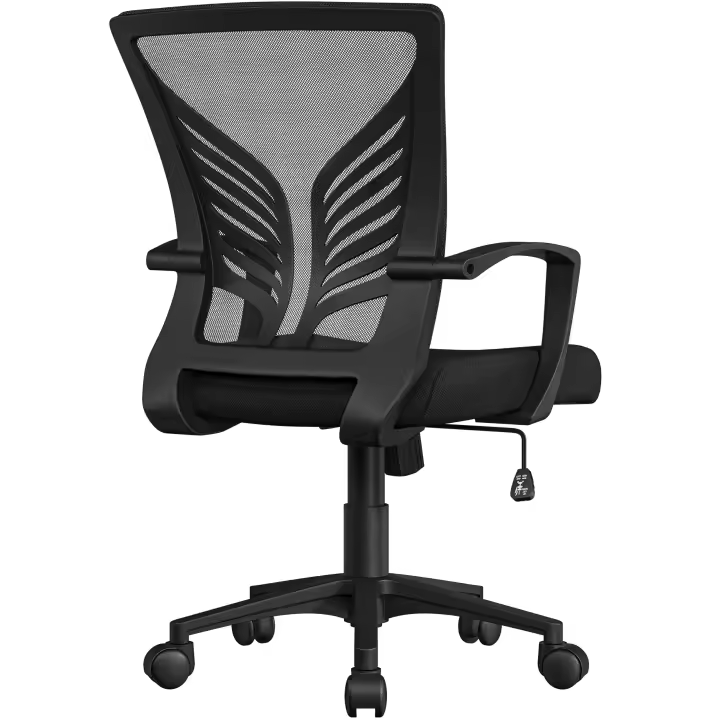 Silla de Oficina con Función de Inclinación, Silla Malla con Soporte Lumbar y Diseño Mariposa para Estudio, Carga Máxima 136kg, Negro - 1