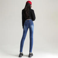 Jeans Térmicos Para Mujer Invierno Nieve Cálido Grueso Vaqueros Delgados Con Felpa Estilo Retro Azul Pantalones Largos Casual - details 21