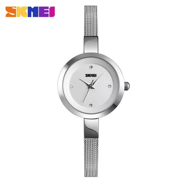 Reloj De Cuarzo Para Mujer SKMEI Lujo Fino Correa Estilo Casual Acero Inoxidable Resistente Al Agua Y Al Choque Display Sin Número - 1