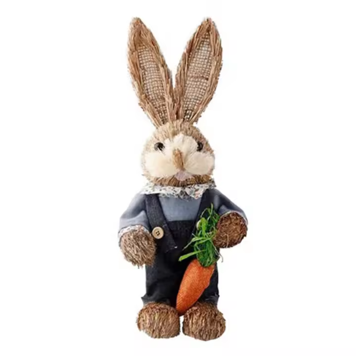 Conejito de simulación de Pascua de 32 cm, decoración de conejito de Jardín Para El Hogar, conejito de paja B - 1
