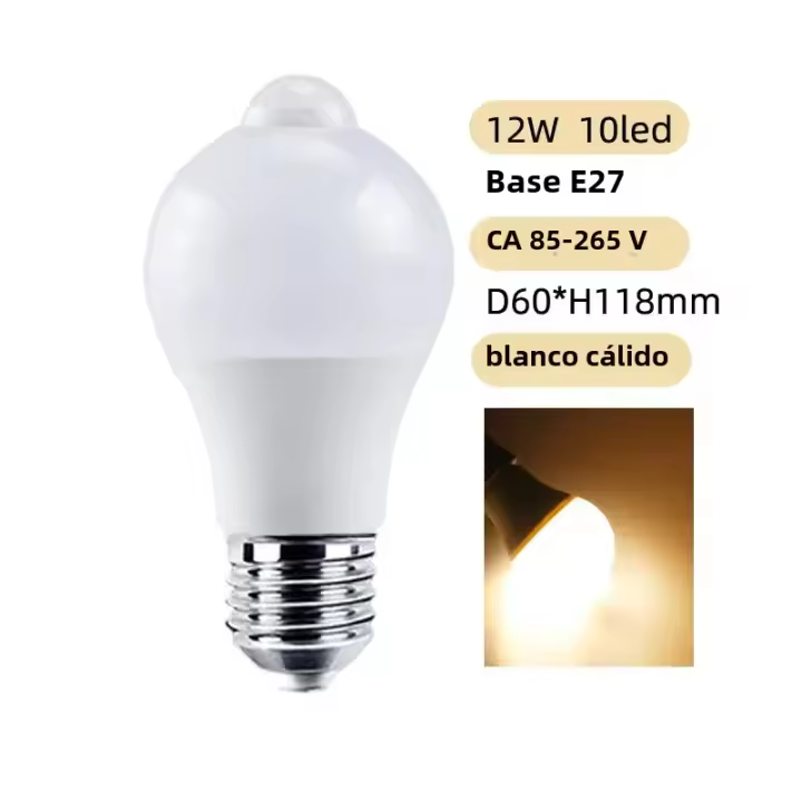 Bulbo LED Sensor De Movimiento PIR 12W 220V 110V Interruptor Inteligente Activado Por Movimiento Luz Para El Hogar - 1