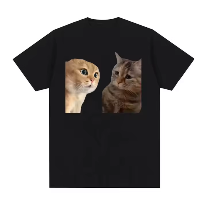 Camiseta Gráfica De Gatos Hablando Divertida Y Bonita Para Hombres Y Mujeres Estilo Casual Manga Corta Algodón Súper Cómodo Talla Grande - 1